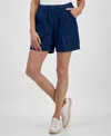Style & Co Women's Chambray Mid Rise Pull-on Shorts, Exclusively At Macy's In Dark Chambray