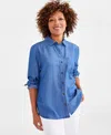 Style & Co Women's Chambray Perfect Shirt, Created For Macy's In Raven