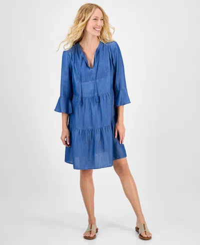 Style & Co Women's Chambray Tiered Dress, Exclusively At Macy's