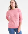 Style & Co Women's Chenille Crewneck Cable-knit Sweater, Macy's Exclusive In Pink
