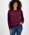 Style & Co Women's Chenille Crewneck Cable-knit Sweater, Macy's Exclusive In Burgundy