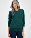 Style & Co Women's Chenille Crewneck Cable-knit Sweater, Macy's Exclusive In Green