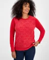 Style & Co Women's Crewneck Chenille Long-sleeve Sweater, Created For Macy's In Red