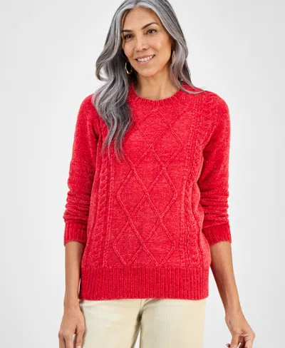 Style & Co Women's Chenille Crewneck Sweater, Macy's Exclusive In Red