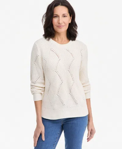 Style & Co Women's Chenille Textured Stitch Crewneck Sweater, Macy's Exclusive In White
