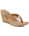 Style & Co Chicklet Wedge Thong Sandals, Created For Macy's Women's Shoes In Coffee