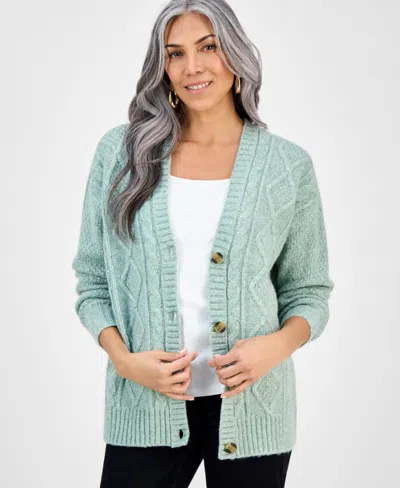 Style & Co Women's Chunky Cable-knit Cardigan, Macy's Exclusive In Green