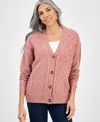 Style & Co Women's Chunky Cable-knit Cardigan, Macy's Exclusive In Pink