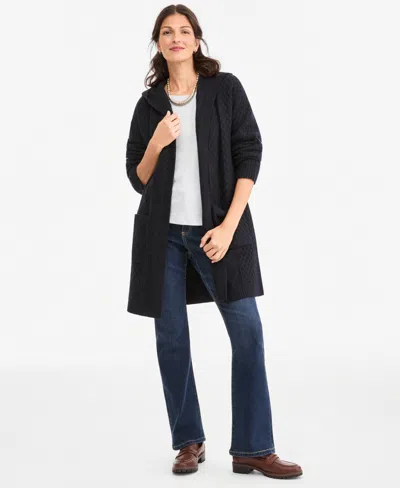 Style & Co Women's Chunky Cable-knit Hoodie Cardigan, Created For Macy's In Black