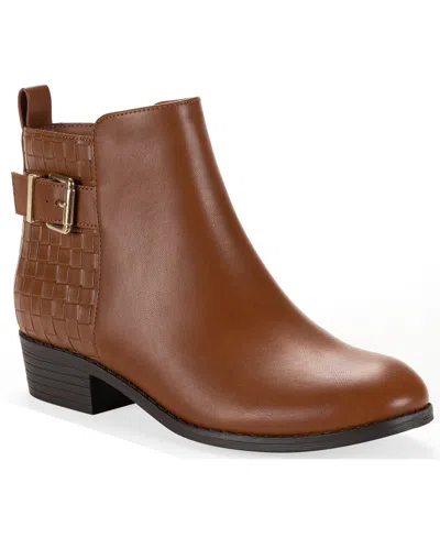 Style & Co Women's Claraa Buckle Detail Block Heel Booties, Macy's Exclusive In Brown