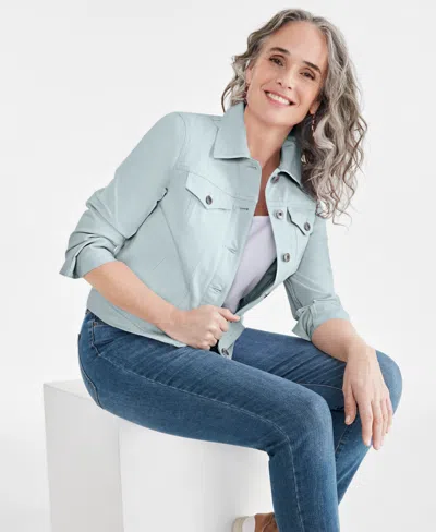 Style & Co Women's Classic Denim Jacket, Created For Macy's In Green