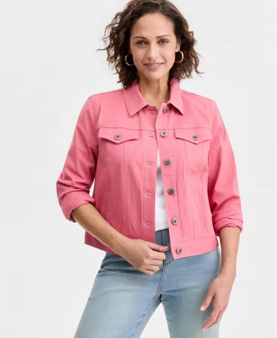 Style & Co Women's Classic Denim Jacket, Created For Macy's In Pink
