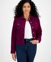 Style & Co Women's Classic Denim Jacket, Created For Macy's In Burgundy