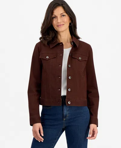 Style & Co Women's Classic Denim Jacket, Created For Macy's In Brown