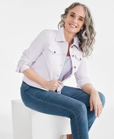 Style & Co Women's Classic Denim Jacket, Regular & Petite, Created For Macy's In Lavender Fog