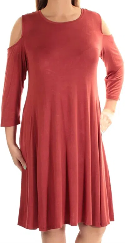 Style & Co Women's Cold Shoulder A Line Dress In Cabin Red In Multi