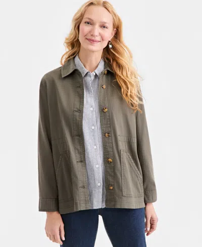 Style & Co Women's Collared Utility Jacket, Macy's Exclusive In Gray