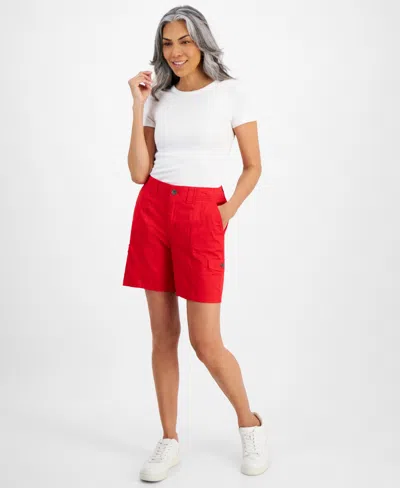 Style & Co Women's Comfort-waist Cargo Shorts, Regular & Petite, Created For Macy's In Gumball Red