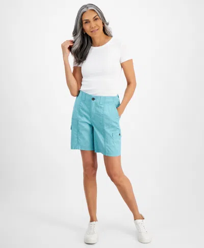 Style & Co Women's Comfort-waist Cargo Shorts, Created For Macy's In Teal