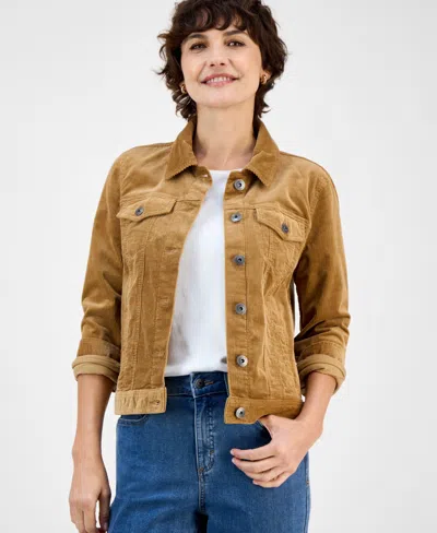 Style & Co Women's Corduroy Classic Long-sleeve Jacket, Created For Macy's In Brown