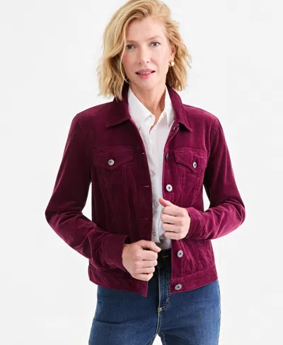 Style & Co Women's Corduroy Relaxed-fit Trucker Jacket, Macy's Exclusive In New Brickberry