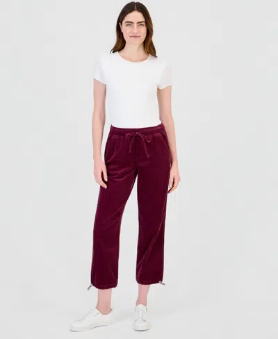 Style & Co Women's Corduroy Utility Cropped Pants, Macy's Exclusive In Burgundy
