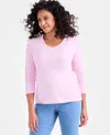 Style & Co Plus Size Scoop-neck Long-sleeve Top, Exclusively For Macy's In Pink