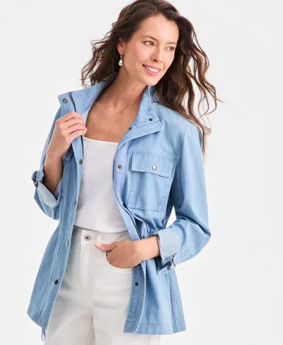 Style & Co Women's Cotton Chambray Utility Jacket, Macy's Exclusive In Anna Wash