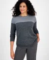 Style & Co Women's Cotton Colorblocked Pullover Sweater, Macy's Exclusive In Gray