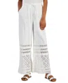 Style & Co Women's Cotton Crochet Wide-leg Pull-on Pants, Created For Macy's In Off White