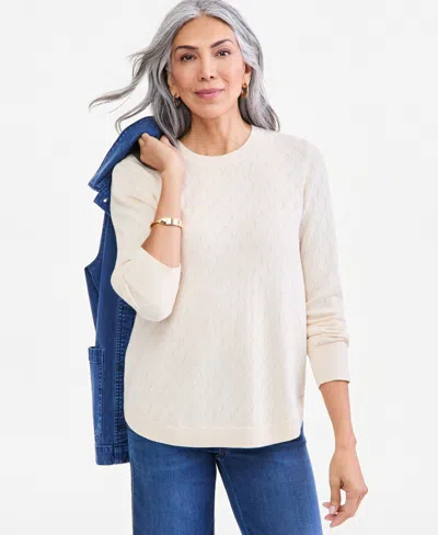 Style & Co Women's Cotton Curved-hem Sweater, Macy's Exclusive In Multi