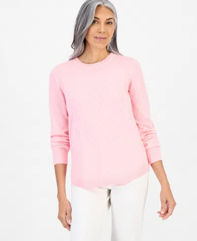 Style & Co Women's Cotton Curved-hem Sweater, Macy's Exclusive In Multi