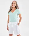 Style & Co Women's Cotton Drawstring Pull-on Shorts, Created For Macy's In Bright White