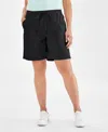 Style & Co Petite Cotton Mid-rise Drawstring Shorts, Created For Macy's In Deep Black