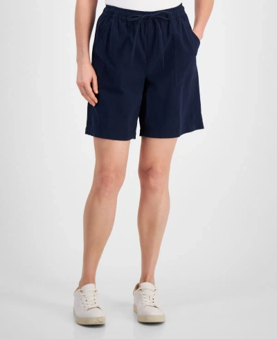 Style & Co Women's Cotton Drawstring Pull-on Shorts, Regular & Petite, Created For Macy's In Industrial Blue