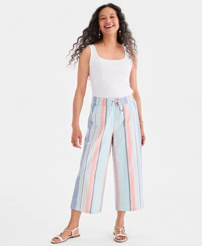 Style & Co Women's Cotton Drawstring Pull-on Pants, Macy's Exclusive In Multi