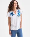 Style & Co Plus Size Printed Flutter-sleeve Top, Exclusively At Macy's