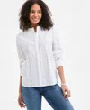 Style & Co Women's Cotton Eyelet-embroidered Blouse, Exclusively At Macy's In Bright White
