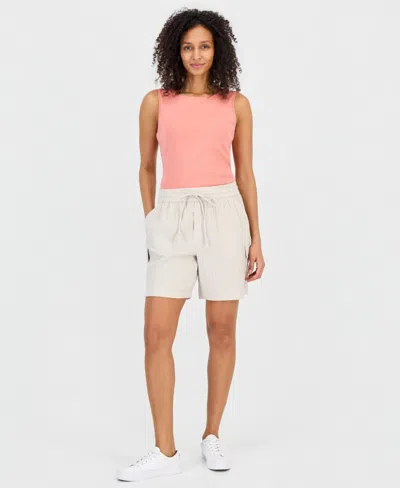 Style & Co Women's Cotton Gauze Pull-on Cargo Shorts, Macy's Exclusive In White