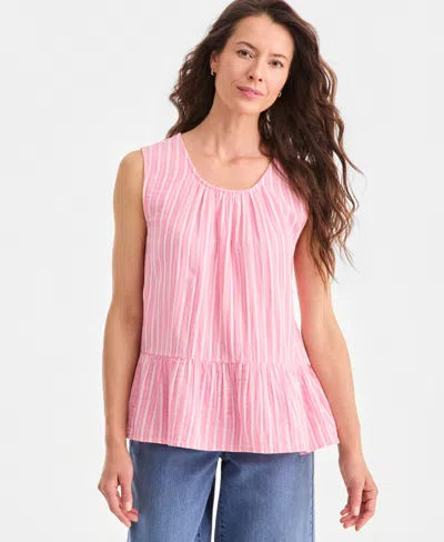 Style & Co Women's Cotton Gauze Sleeveless Blouse, Macy's Exclusive In Pink