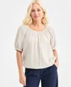 Style & Co Women's Cotton Gauze Solid-color Bubble Top, Macy's Exclusive In Gray