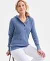 Style & Co Women's Cotton Hoodie Sweater, Macy's Exclusive In Blue