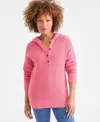 Style & Co Women's Cotton Hoodie Sweater, Macy's Exclusive In Pink