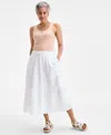 Style & Co Women's Cotton Lace Pull On Tiered Skirt, Exclusively At Macy's In White