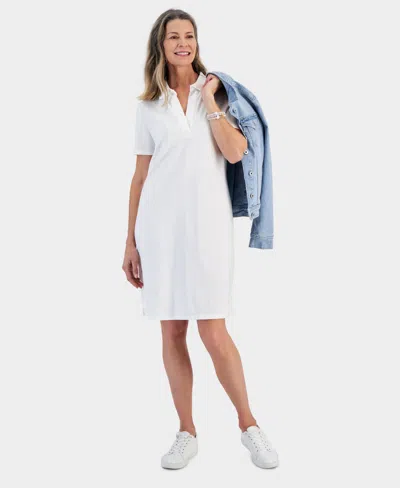 Style & Co Women's Cotton Polo Dress, Created For Macy's In Bright White