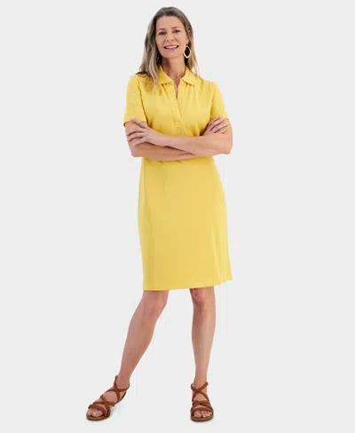 Style & Co Women's Cotton Polo Dress, Created For Macy's In Cornmeal Yellow