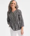 Style & Co Women's Cotton Printed 3/4-sleeve Blouse, Exclusively At Macy's