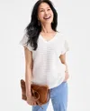 Style & Co Women's Cotton Rib-knit Dolman-sleeve Sweater, Exclusively At Macy's In Multi