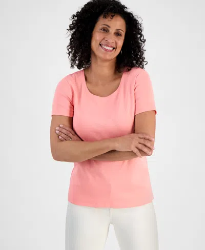Style & Co Women's Cotton Short-sleeve Scoop-neck Top, Created For Macy's