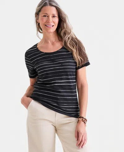 Style & Co Women's Cotton Short-sleeve Scoop-neck Top, Exclusively At Macy's In Black